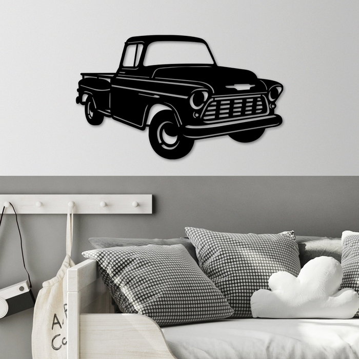 Wallity Chevy 3200 Pickup Escultura de Pared de Metal Negra